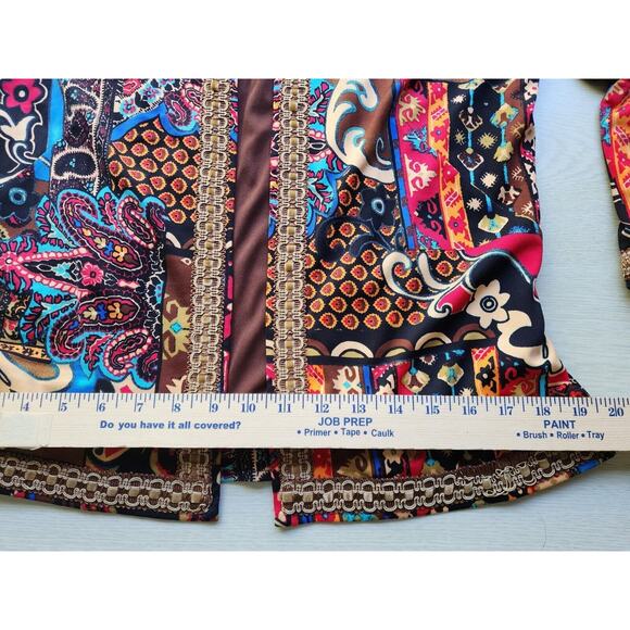 Jacket/Top-Joan Rivers-Brown-Blue-Red-3/4 Length Sleeves-Size X-SMALL - Picture 14 of 16
